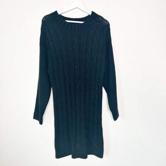 Lost + Wander Dresses & Skirts - Lost + Wander Black Cable Knit Sweater Dress S